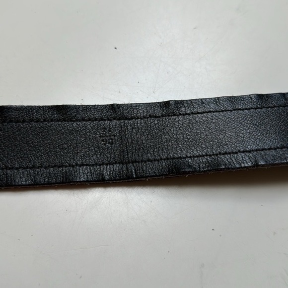 Prada vintage 80s Brown metallic leather belt~LG Chrome monogram buckle~openedge - Picture 3 of 15